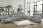 Lambent Gray Leather Manual Recliner