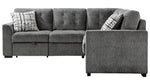 Lanning 3-Pc Gray Chenille Sectional with Pull-Out Bed