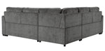 Lanning 3-Pc Gray Chenille Sectional with Pull-Out Bed