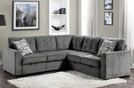 Lanning 3-Pc Gray Chenille Sectional with Pull-Out Bed