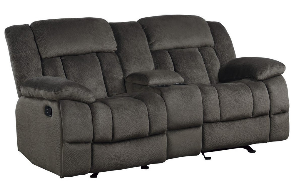 Laurelton Chocolate Fabric Loveseat with Console