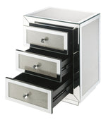 Lavina Mirrored 3-Drawer Side Table with Faux Diamonds