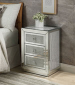 Lavina Mirrored 3-Drawer Side Table with Faux Diamonds