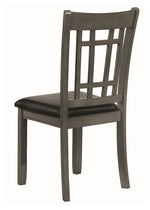 Lavon 2 Black Leatherette/Medium Grey Wood Side Chairs