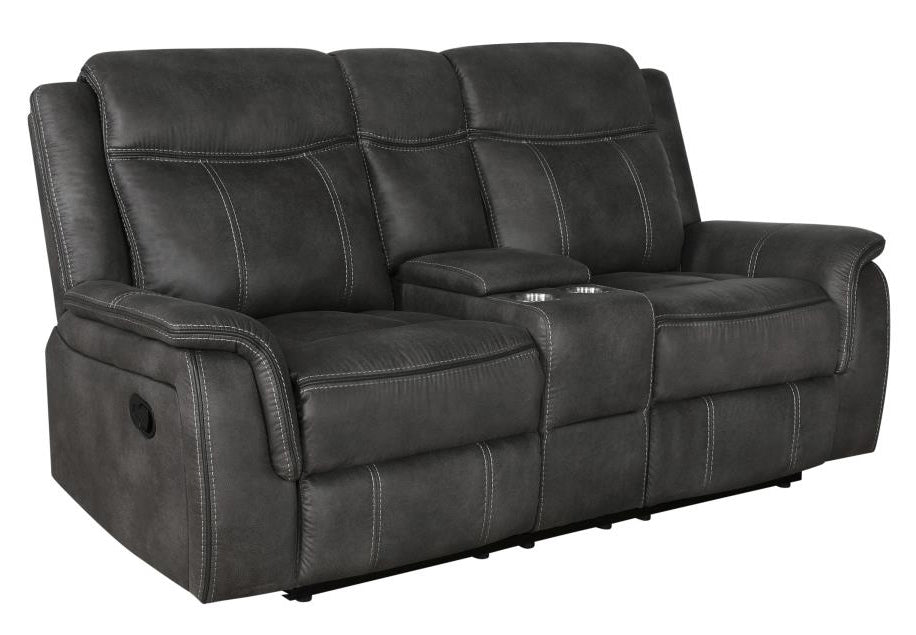 Lawrence Charcoal Manual Recliner Loveseat