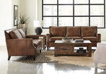 Leaton 2-Pc Brown Sugar Top Grain Leather Sofa Set