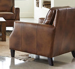 Leaton 3-Pc Top Brown Sugar Grain Leather Sofa Set