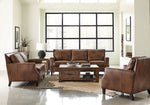 Leaton 3-Pc Top Brown Sugar Grain Leather Sofa Set