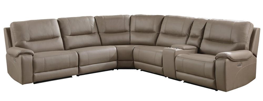 LeGrande 6-Pc Taupe Power Recliner Sectional Sofa