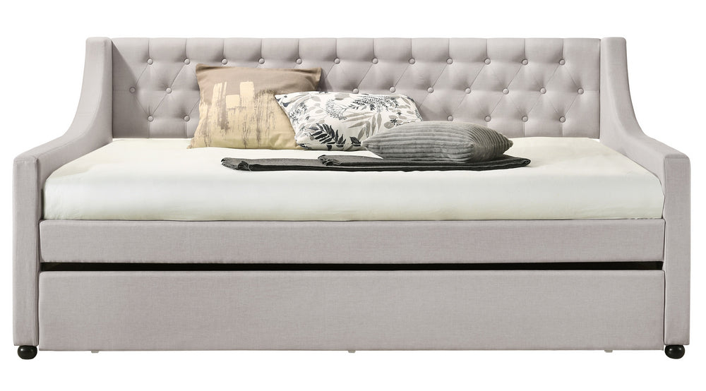 Lianna Fog Fabric Button Tufted Full Daybed