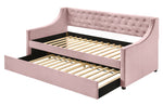 Lianna Pink Velvet Button Tufted Twin Daybed