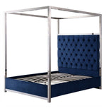 Lianson Blue Velvet King Bed (Oversized)