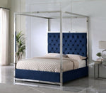 Lianson Blue Velvet Queen Canopy Bed