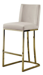 Lilli 2 Beige Velvet/Gold Metal Counter Height Chairs