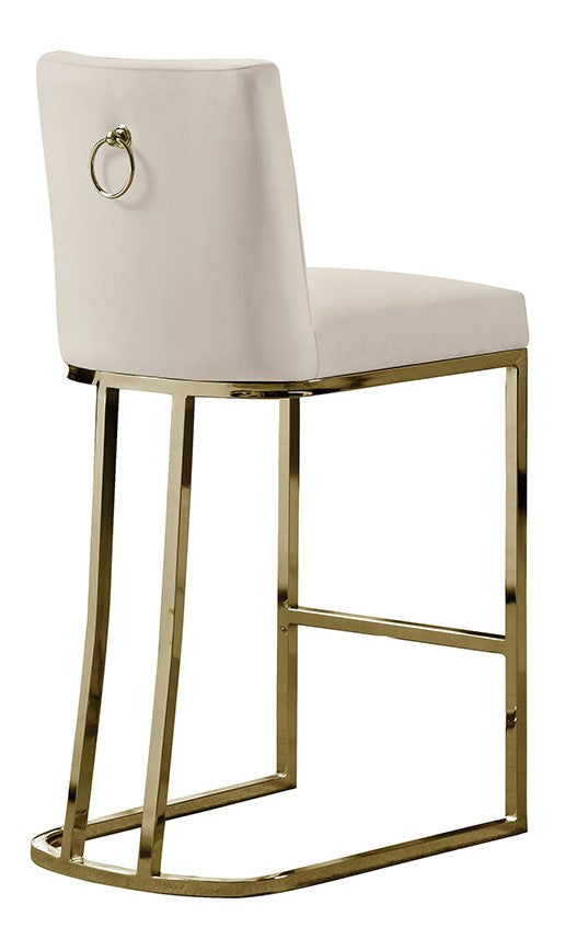 Lilli 2 Beige Velvet/Gold Metal Counter Height Chairs