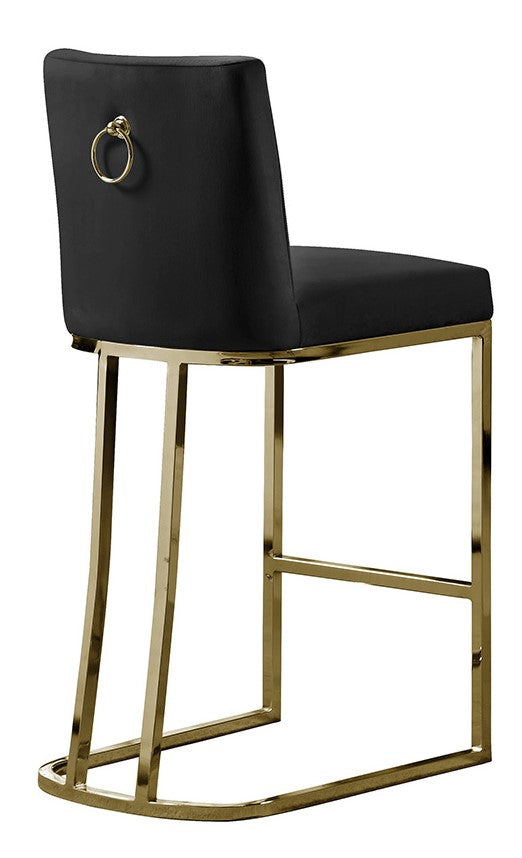 Lilli 2 Black Velvet/Gold Metal Counter Height Chairs