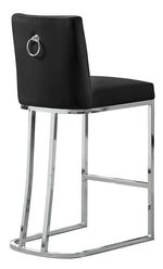 Lilli 2 Black Velvet/Silver Metal Counter Height Chairs