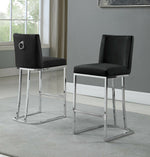 Lilli 2 Black Velvet/Silver Metal Counter Height Chairs