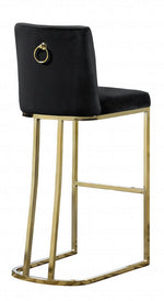 Lilli 2 Black Velvet/Gold Metal Bar Stools