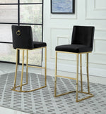 Lilli 2 Black Velvet/Gold Metal Bar Stools