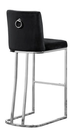 Lilli 2 Black Velvet/Silver Metal Bar Stools