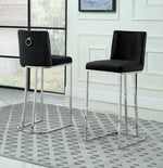 Lilli 2 Black Velvet/Silver Metal Bar Stools