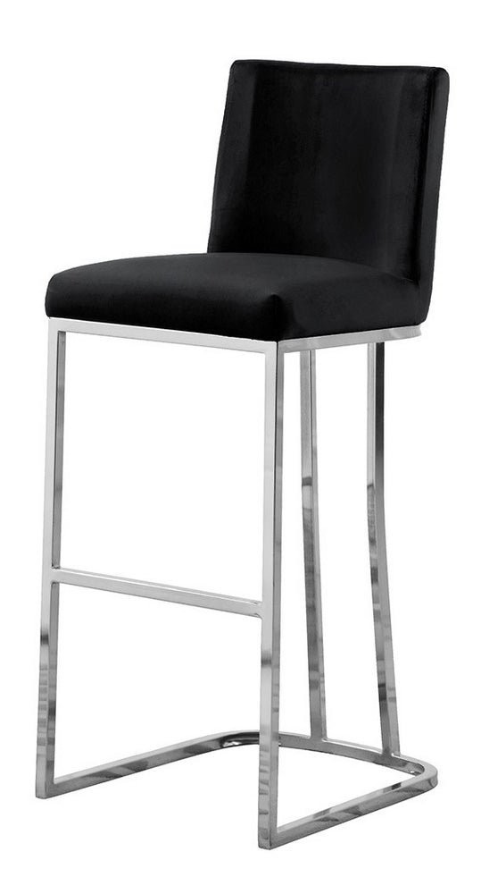 Lilli 2 Black Velvet/Silver Metal Bar Stools