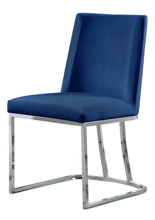 Lilli 2 Blue Velvet/Silver Metal Side Chairs