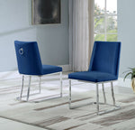 Lilli 2 Blue Velvet/Silver Metal Side Chairs