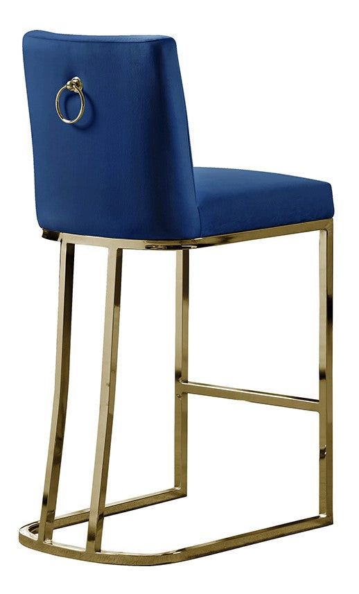 Lilli 2 Blue Velvet/Gold Metal Counter Height Chairs