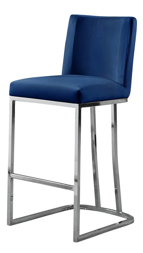 Lilli 2 Blue Velvet/Silver Metal Counter Height Chairs