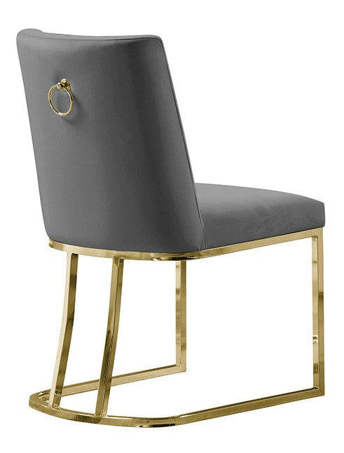 Lilli 2 Gray Velvet/Gold Metal Side Chairs