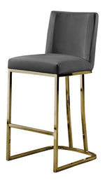 Lilli 2 Gray Velvet/Gold Metal Counter Height Chairs