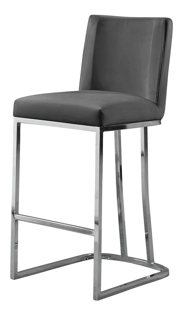 Lilli 2 Gray Velvet/Silver Metal Counter Height Chairs