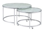 Liliana 2-Pc Carrara Marble Pattern Glass Nesting Table Set