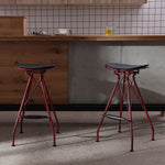 Lilly 2 Black Faux Leather/Dark Red Metal Bar Stools