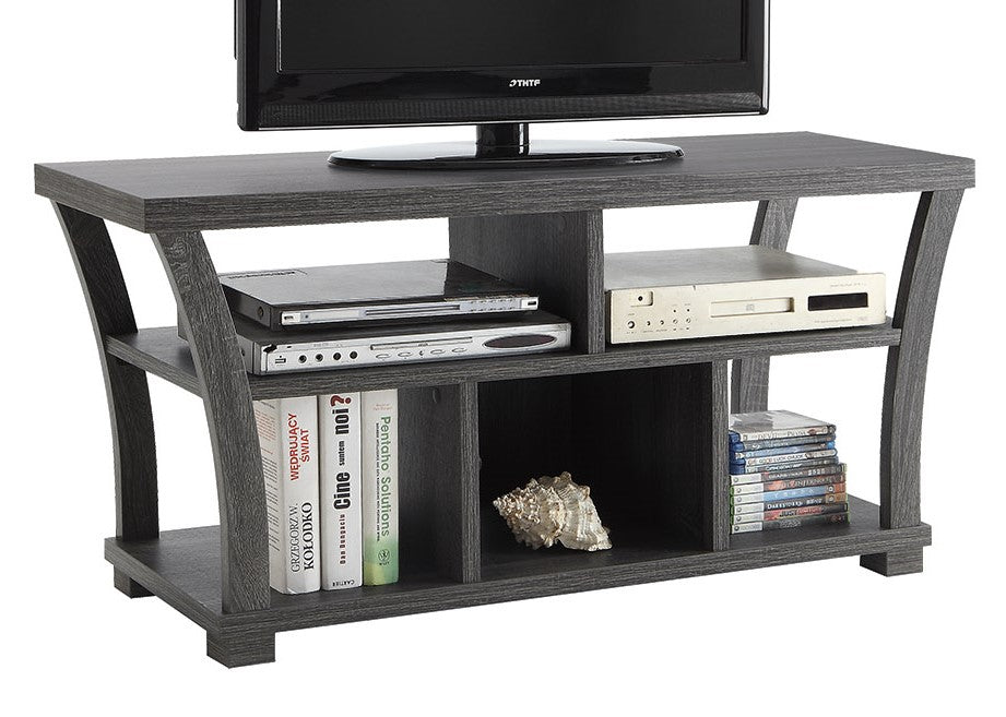 Lina Grey Wood TV Stand with Open Shelves