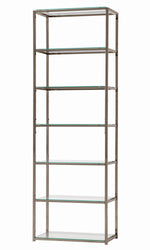 Linda Clear Glass/Black Nickel Metal 6-Shelf Bookcase