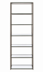 Linda Clear Glass/Black Nickel Metal 6-Shelf Bookcase