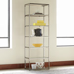 Linda Clear Glass/Black Nickel Metal 6-Shelf Bookcase