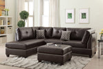 Linzi Espresso Fabric Reversible Sectional Sofa with Ottoman