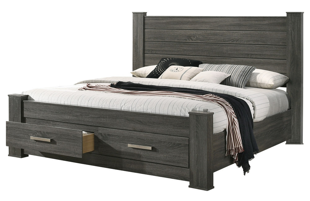 Lisa Gray Wood King Bed with Storage
