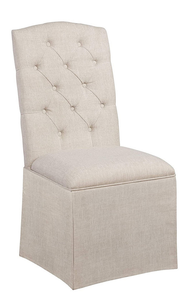 Mazikeen 2 Beige Linen Skirt Side Chairs