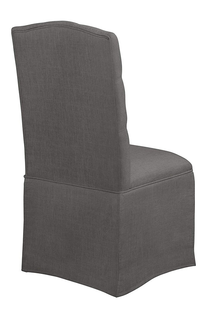 Mazikeen 2 Dark Gray Linen Skirt Side Chairs