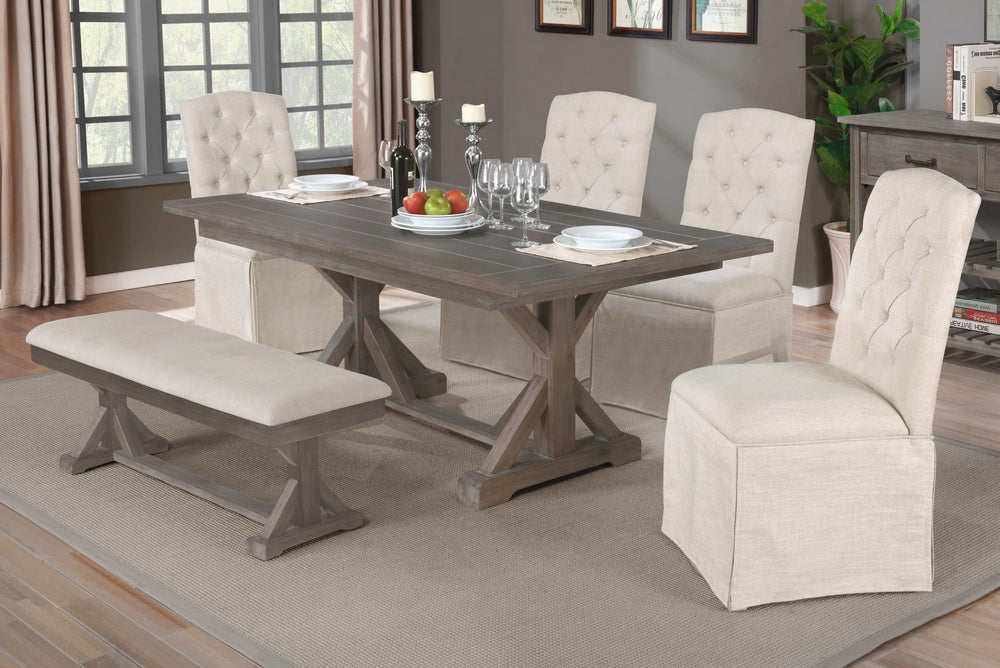 Mazikeen 6-Pc Brown/Beige Dining Table Set