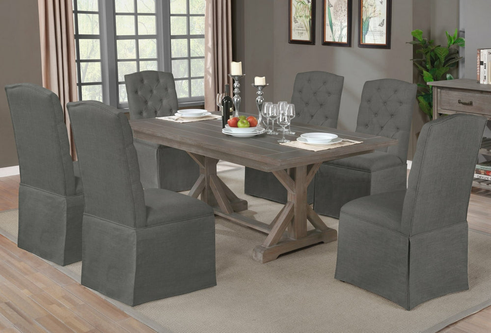 Mazikeen 7-Pc Brown/Dark Gray Dining Table Set