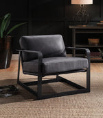 Locnos Gray Top Grain Leather Accent Chair