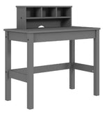 Logan Gray Wood Writing Desk with Hutch