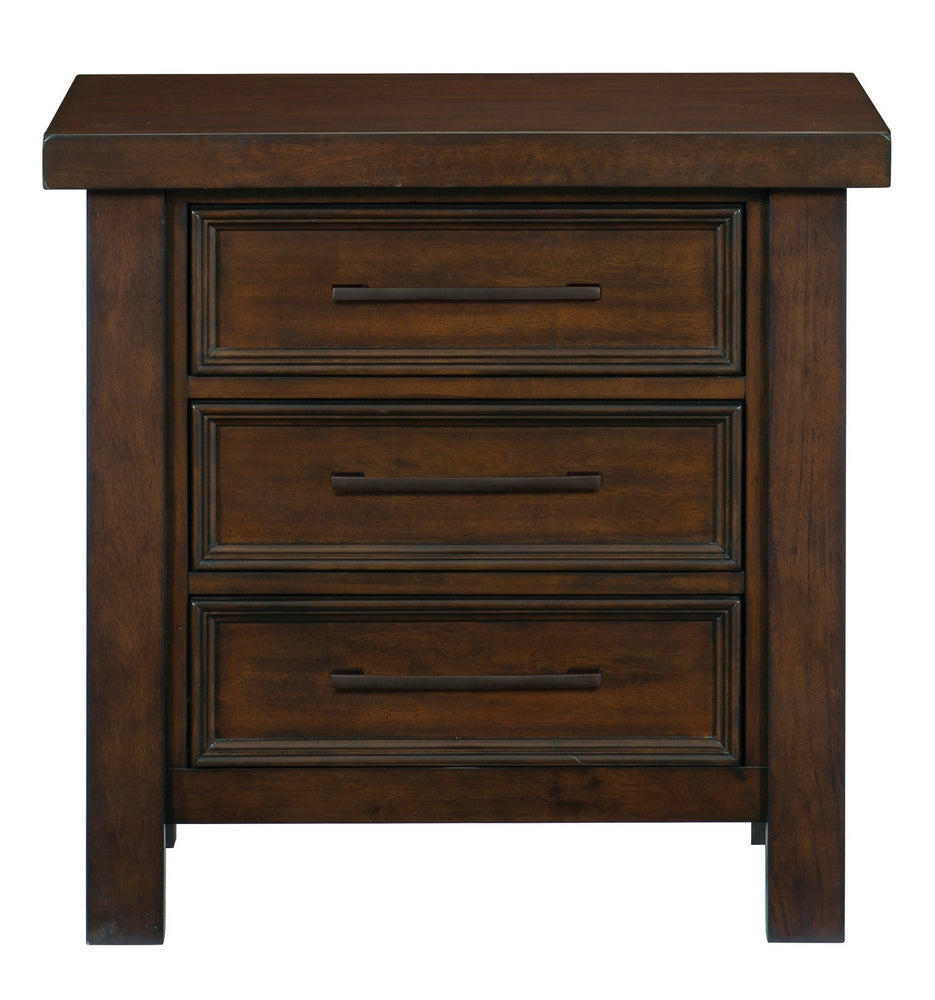 Logandale Brown Wood 3-Drawer Nightstand