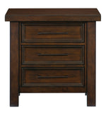 Logandale Brown Wood 3-Drawer Nightstand